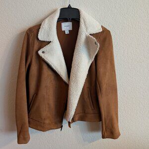 Old Navy Faux Suede Sherpa Moto Jacket